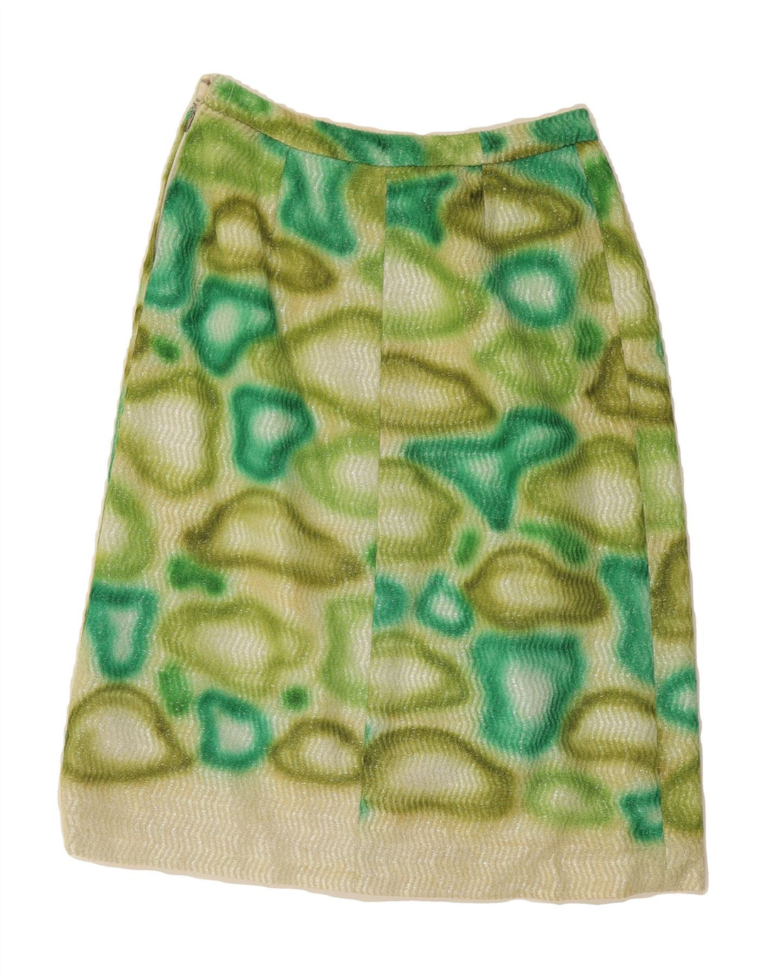 VINTAGE Womens Abstract Pattern A-Line Skirt W30 Medium Green Vintage Vintage and Second-Hand Vintage from Messina Hembry 