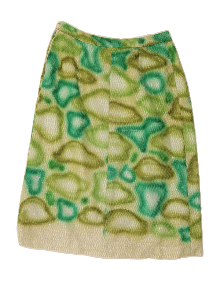 VINTAGE Womens Abstract Pattern A-Line Skirt W30 Medium Green Vintage Vintage and Second-Hand Vintage from Messina Hembry 