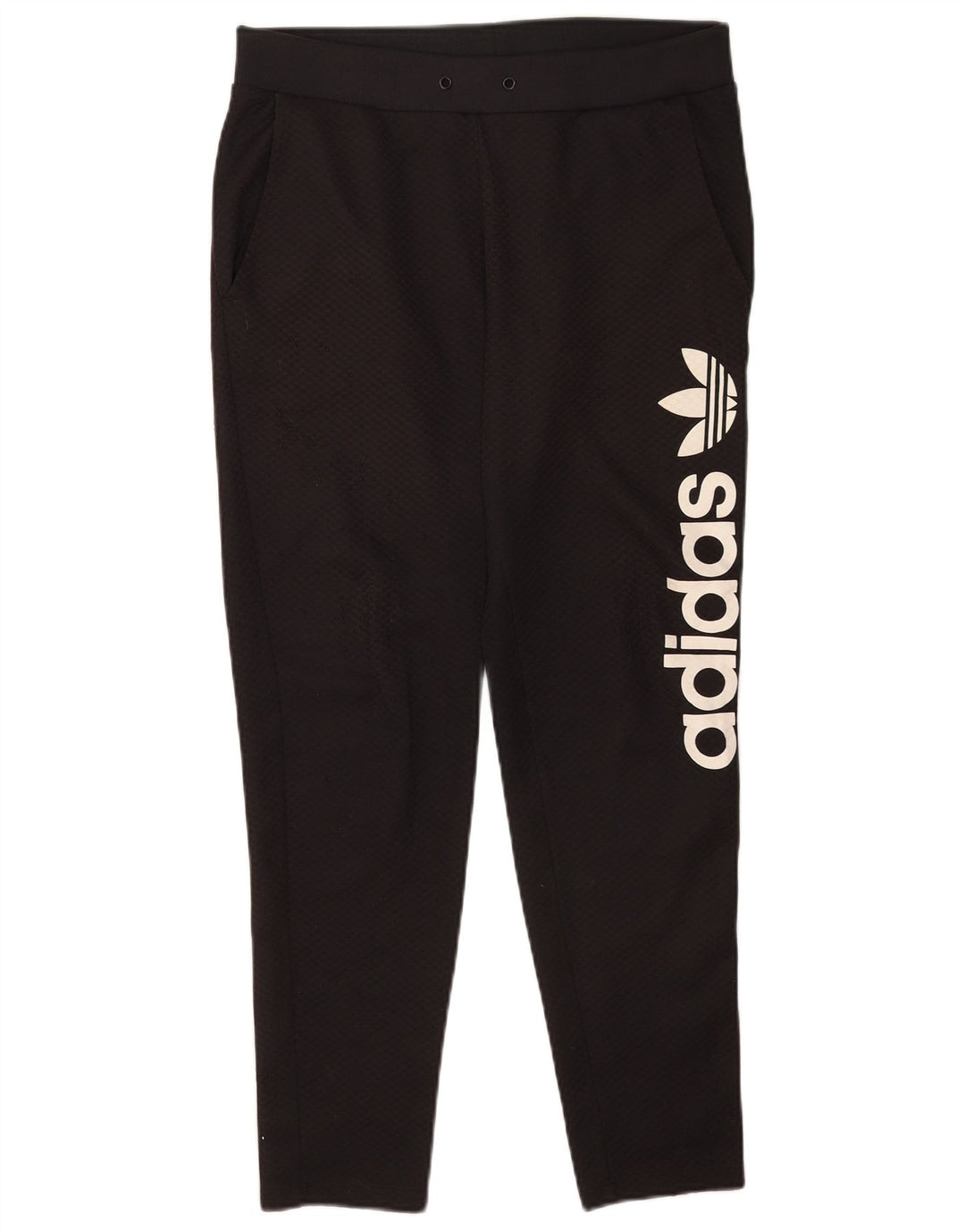 Pantaloni da tuta con grafica Adidas da donna UK 12 Medium Nero Poliestere