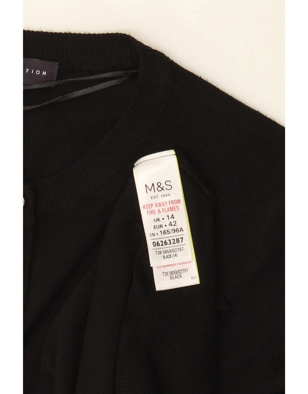 Maglione cardigan da donna Marks & Spencer UK 14 grande viscosa nera