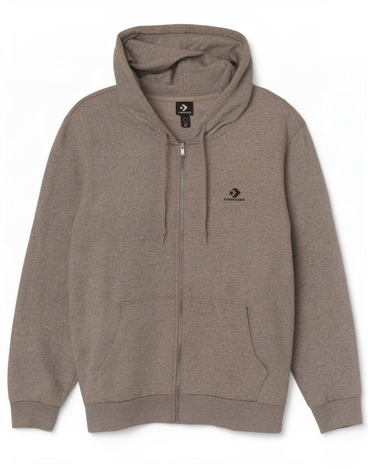 Maglione con cappuccio e zip da uomo Converse grande in cotone grigio