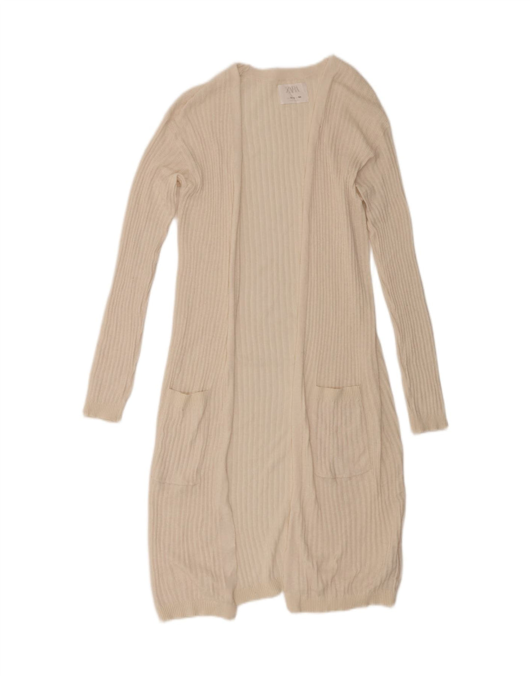 Maglione cardigan lungo per ragazze Zara 13-14 anni Poliestere beige