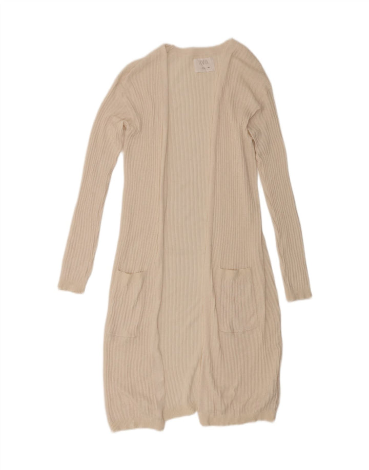 Maglione cardigan lungo per ragazze Zara 13-14 anni Poliestere beige