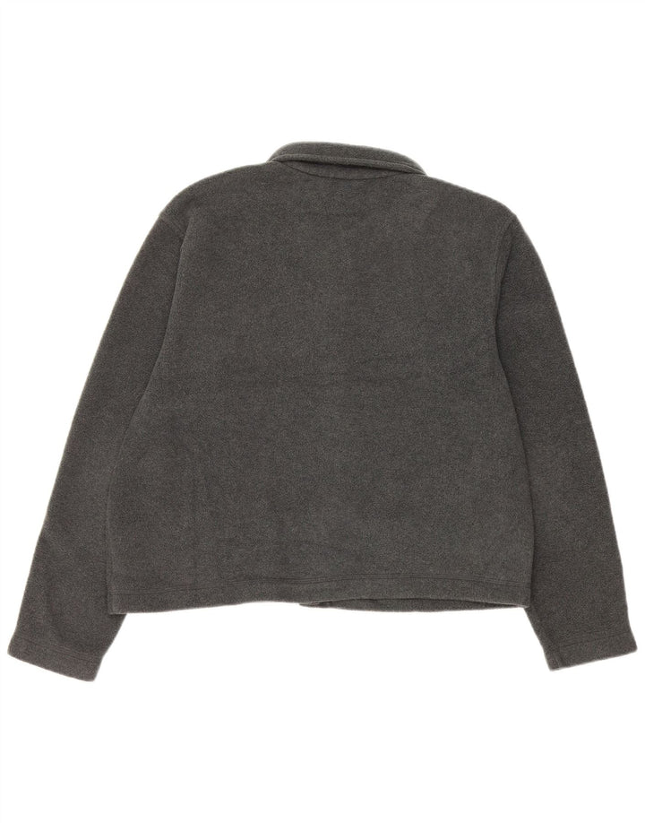 Giacca in pile oversize corta da donna EDDIE BAUER UK 10 piccola poliestere grigio