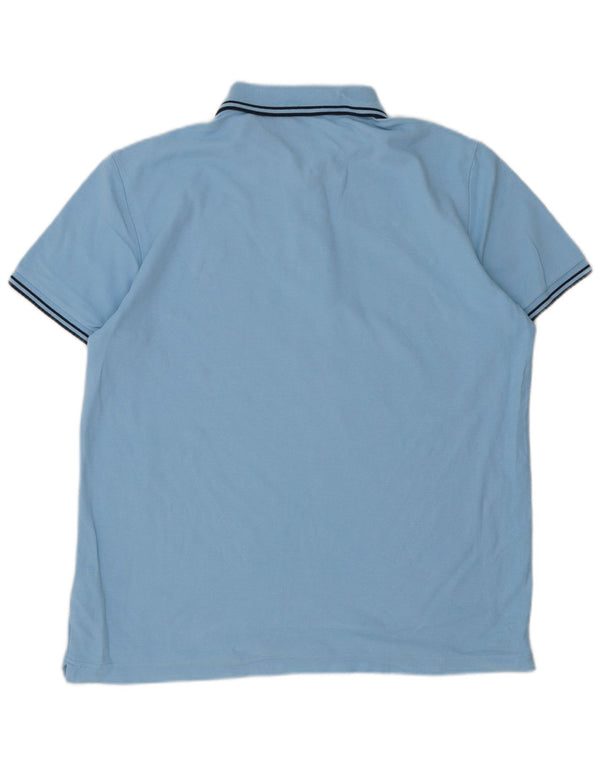 Polo da uomo Lotto Life Large in cotone a righe blu