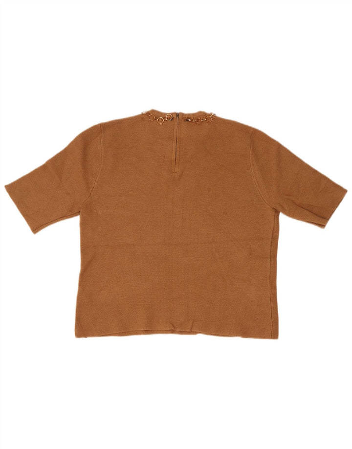 Top corto a maniche corte da donna Zara UK 12 Marrone medio