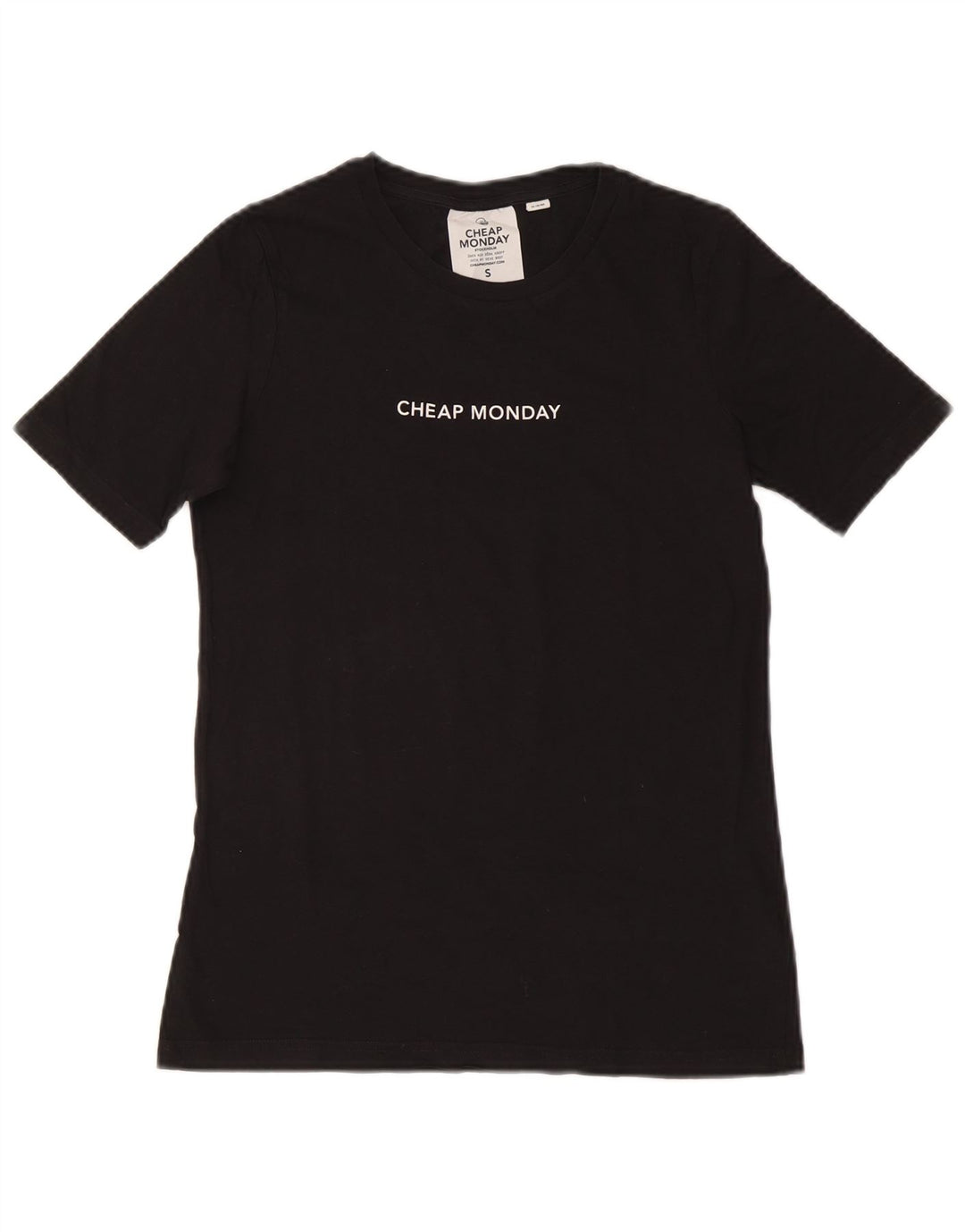 T-shirt da donna CHEAP MONDAY Top UK 10 piccola in cotone nero