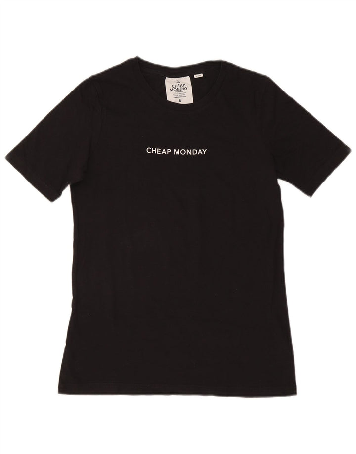 T-shirt da donna CHEAP MONDAY Top UK 10 piccola in cotone nero