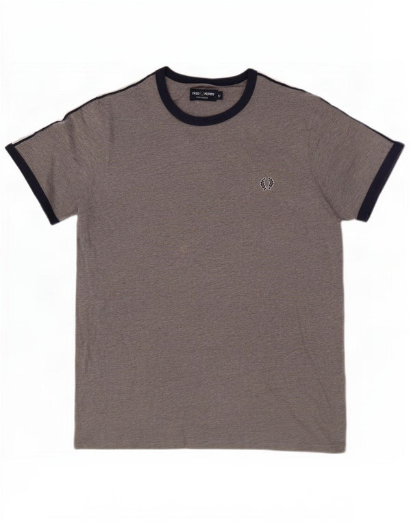 T-shirt grafica da uomo Fred Perry Top in cotone mélange grigio medio
