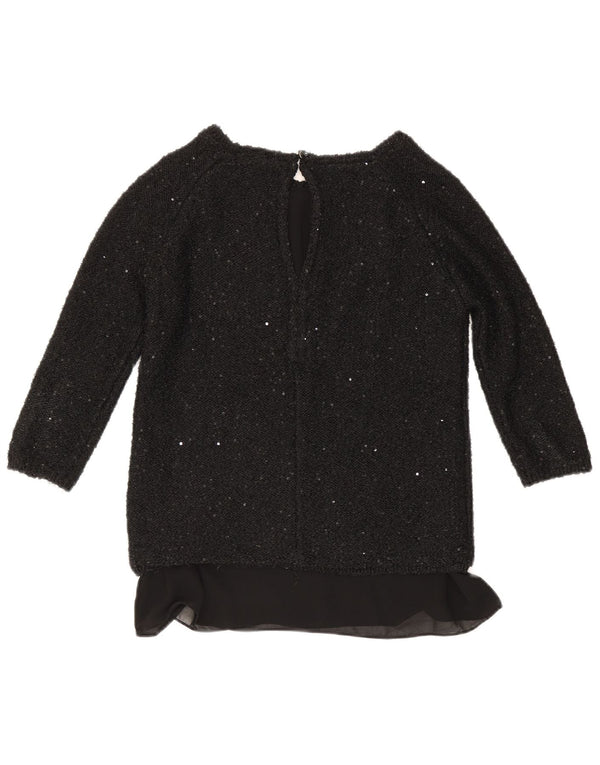 Zara Womens Top 3/4 Sleeve UK 12 Medium Black