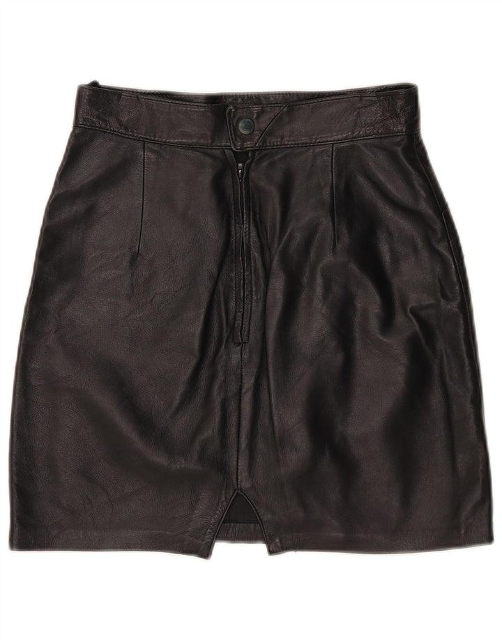 Mini gonna in pelle vintage da donna W25 XS nera