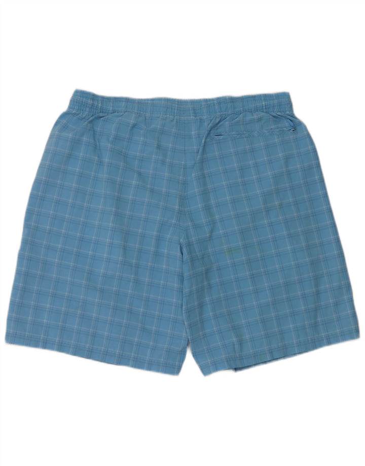 Pantaloncini da bagno Adidas da uomo grandi in poliestere a quadri blu