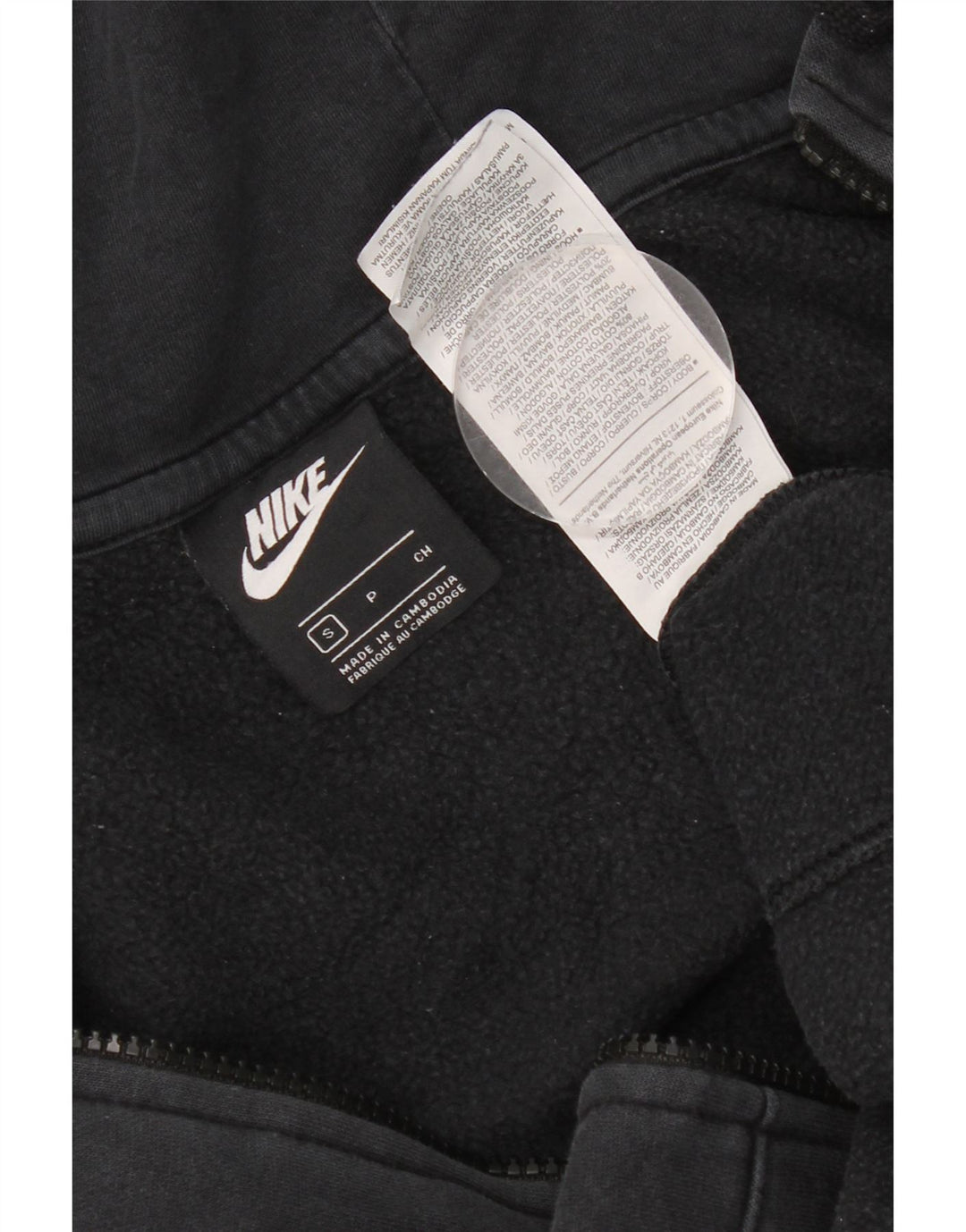 Felpa con cappuccio e zip Nike da uomo piccola in cotone nero