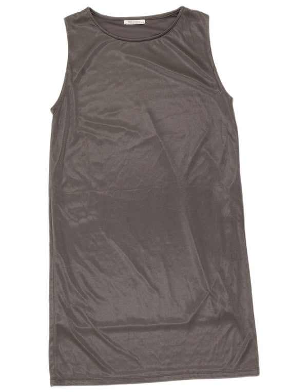 Abito a trapezio senza maniche da donna Zara UK 14 Large Argento Poliestere