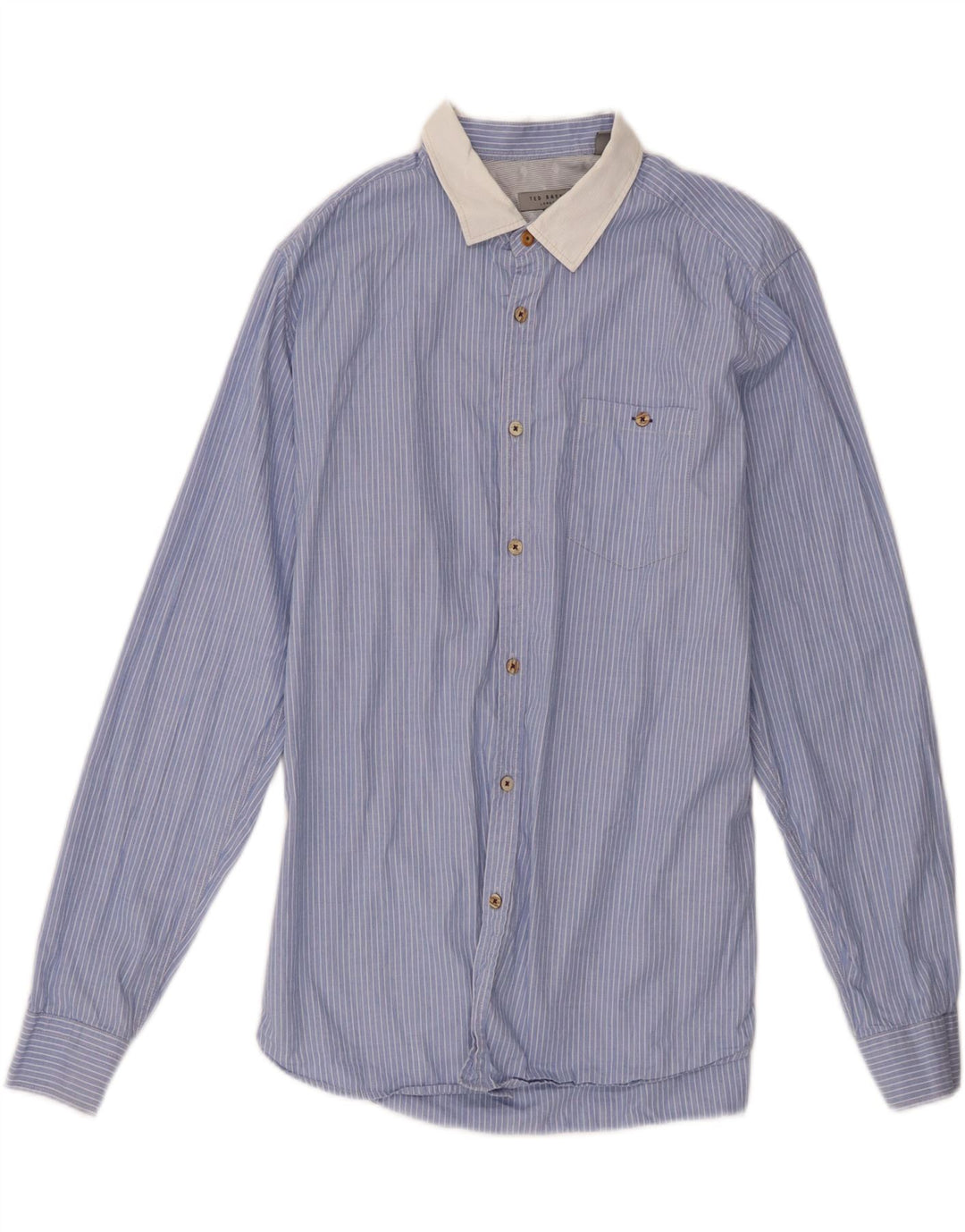 Camicia da uomo Ted Baker taglia 5 XL cotone gessato blu