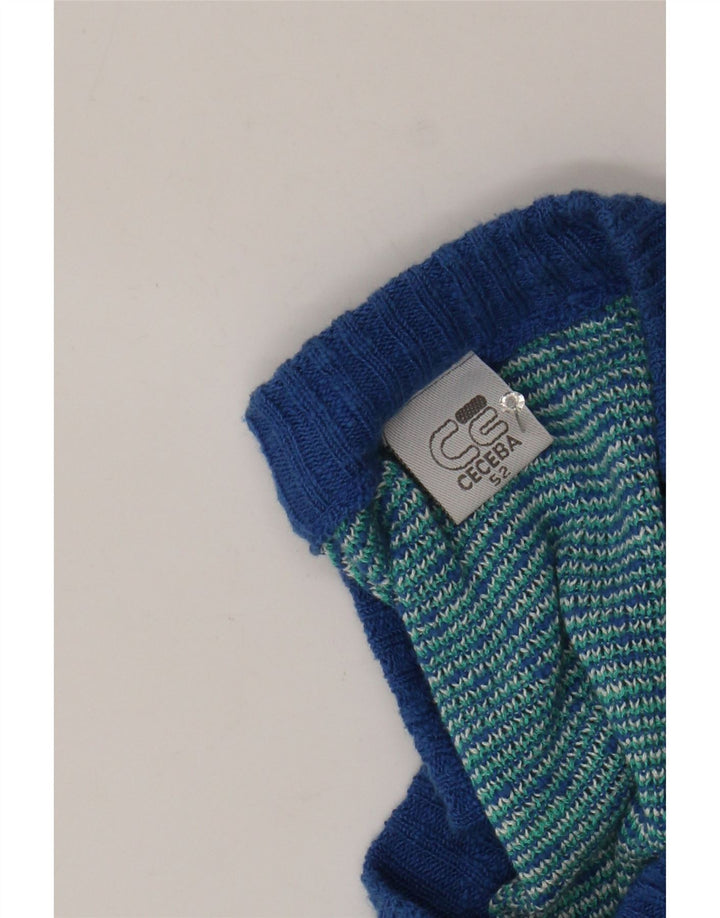 Maglione da donna con scollo a V con motivo astratto VINTAGE IT 52 2XL Blu