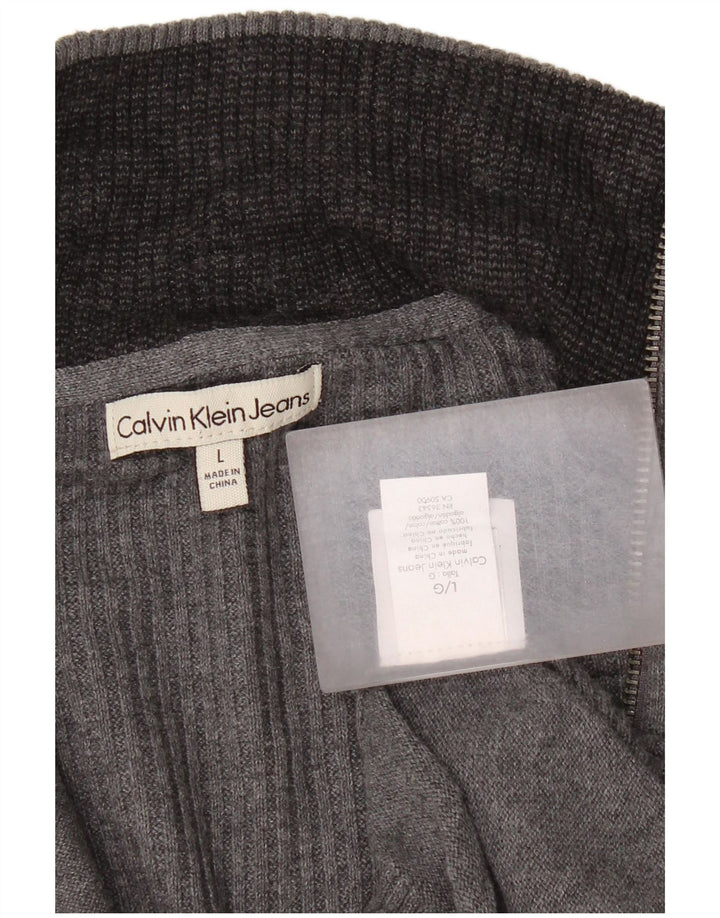 Calvin Klein Jeans Uomo Cardigan Maglione Grande Cotone Grigio