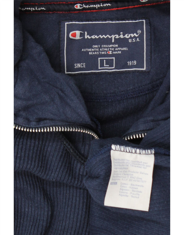 Felpa Champion da uomo con collo con zip, maglione grande, cotone blu navy