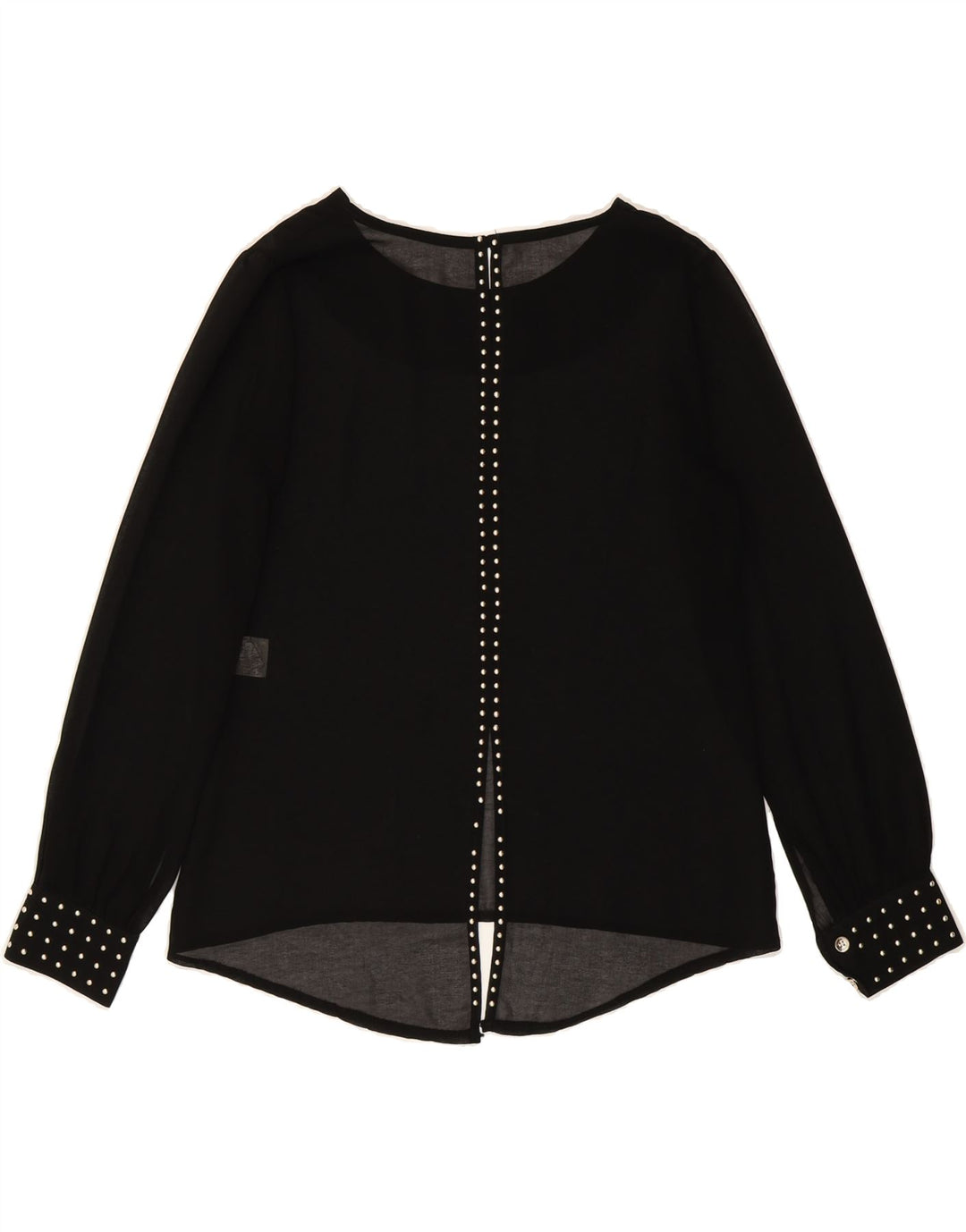 VINTAGE Womens Long Sleeve Blouse Top UK 12 Medium Black Polyester Vintage Vintage and Second-Hand Vintage from Messina Hembry 