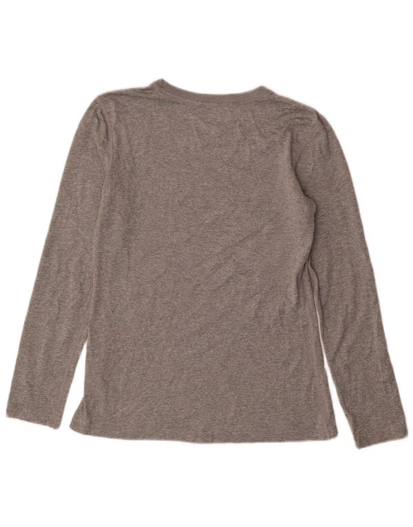 Nike Dri Fit Regular Fit Top manica lunga da donna UK 10 Small Grigio Poliestere