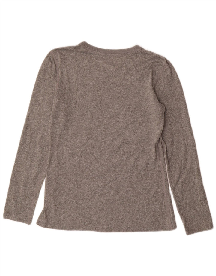 Nike Dri Fit Regular Fit Top manica lunga da donna UK 10 Small Grigio Poliestere