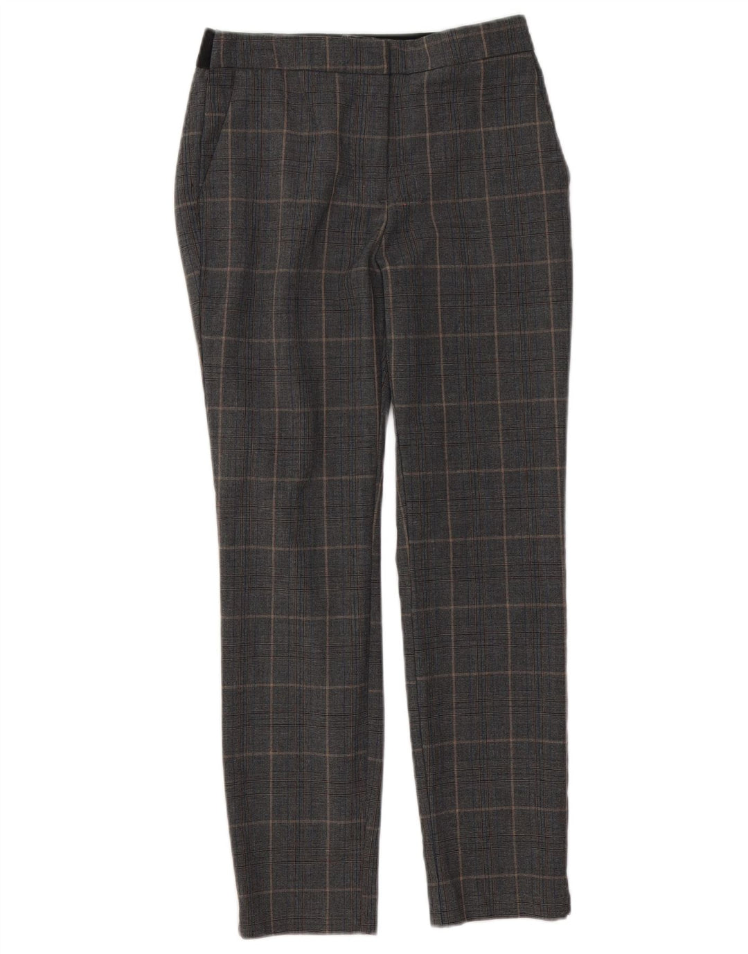 Pantaloni chino slim da donna Zara medi W28 L26 poliestere a quadri grigi