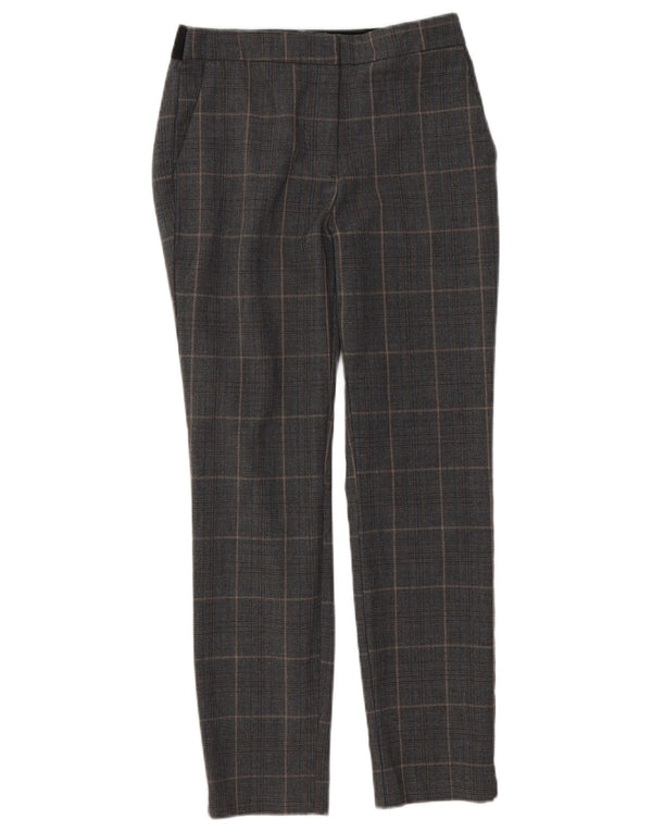 Pantaloni chino slim da donna Zara medi W28 L26 poliestere a quadri grigi
