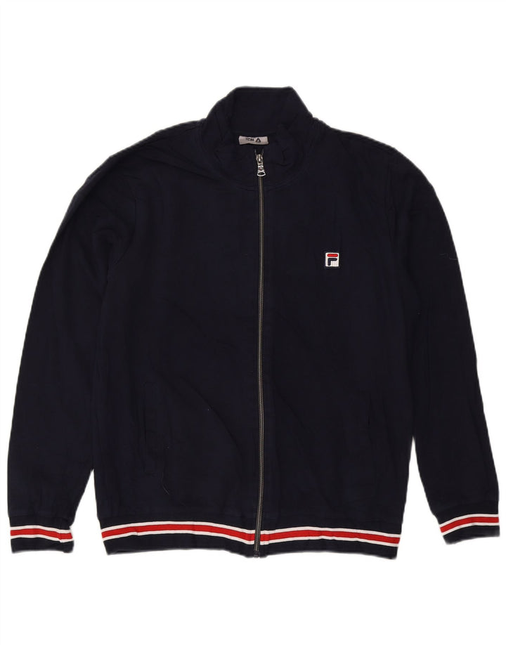 Giacca da ginnastica da uomo Fila in cotone color block medio blu navy