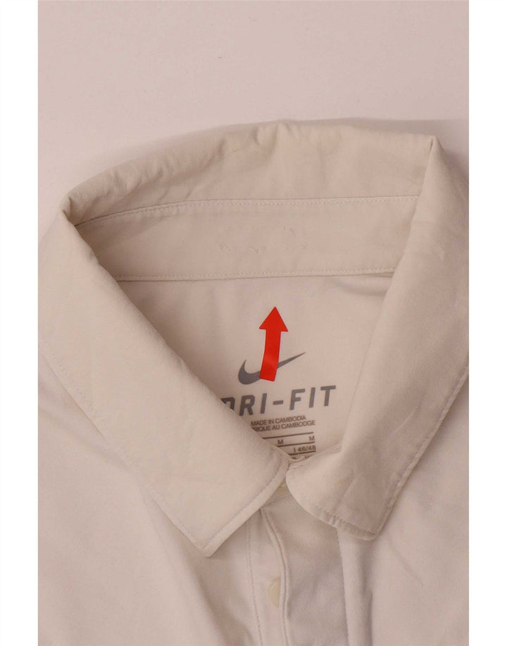 Polo Nike da uomo Dri Fit UK 38/40 poliestere color block bianco medio