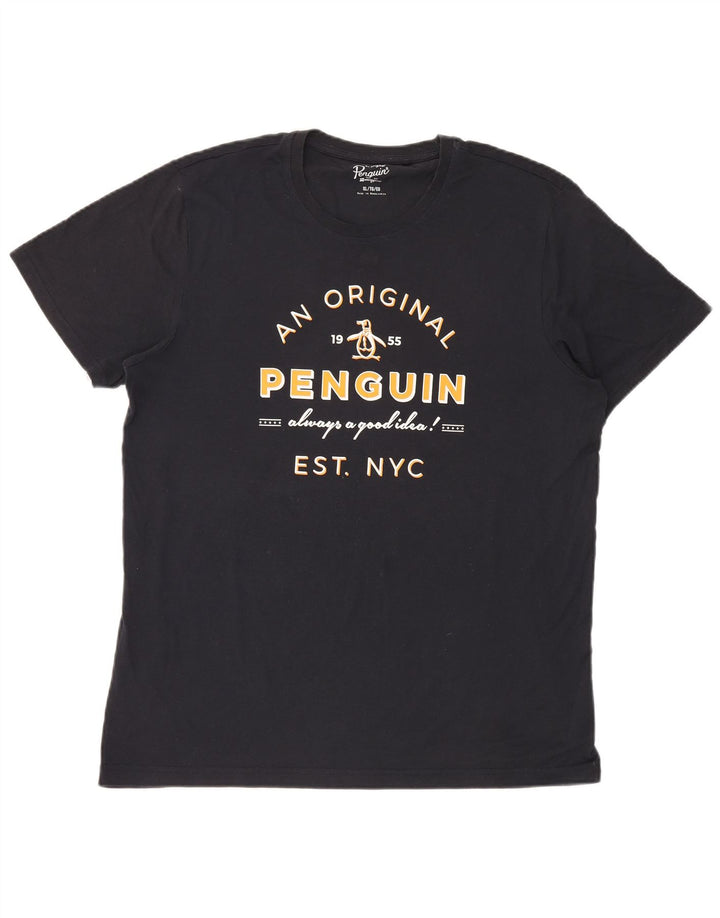 T-shirt grafica da uomo Penguin Top XL in cotone nero