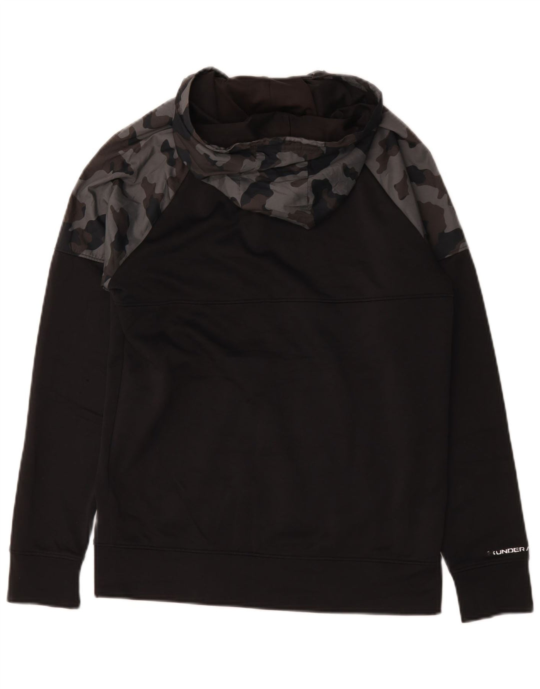 Felpa con cappuccio e zip da uomo Under Armour piccola in poliestere mimetico nero
