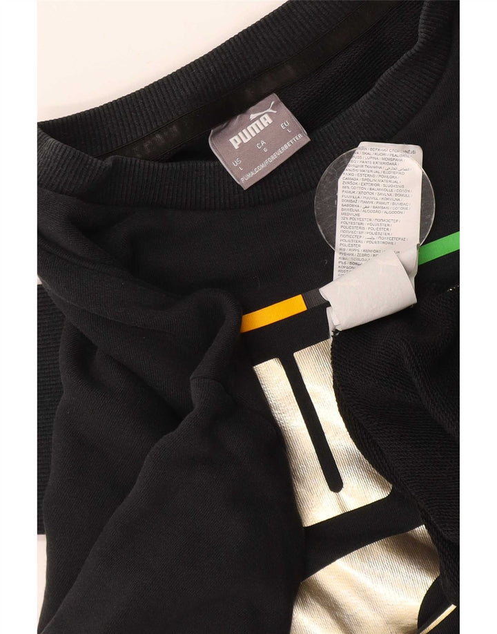 Felpa grafica da uomo Puma Maglione grande in cotone nero