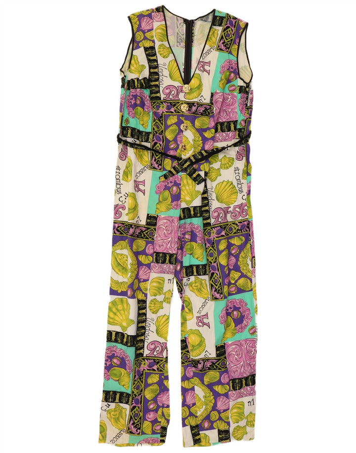 Tuta grafica da donna vintage UK 12 Patchwork medio multicolore