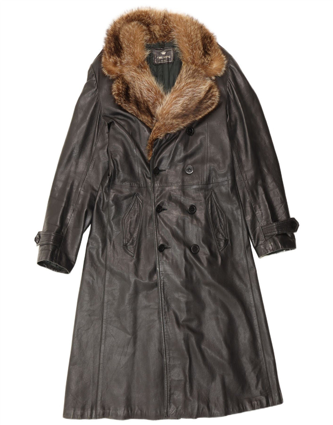 Cappotto in pelle vintage da uomo UK 38 medio nero