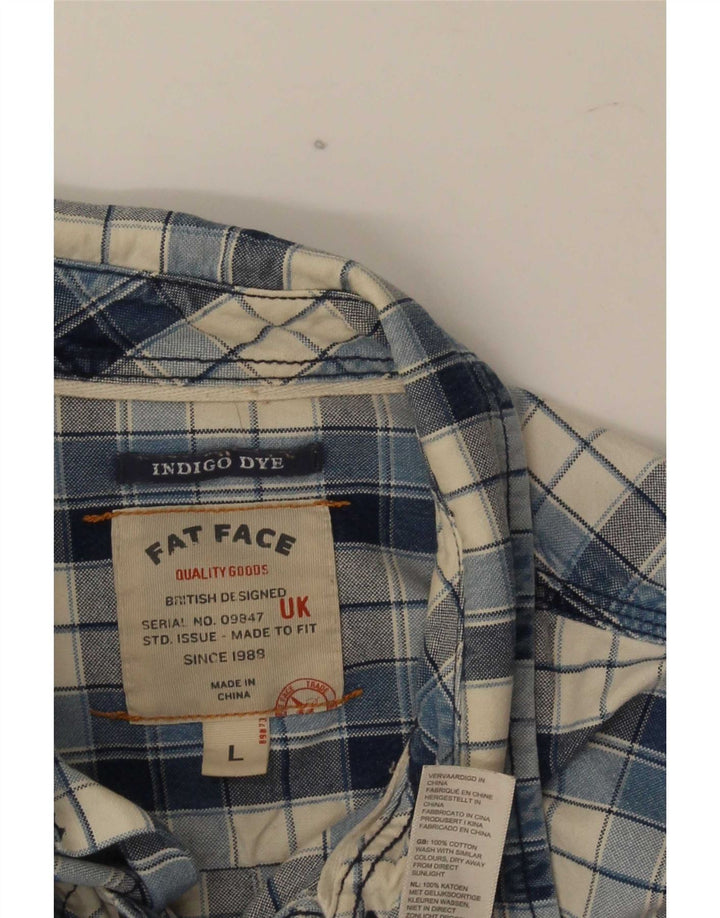 Camicia da uomo in flanella Fat Face, cotone a quadri blu grande
