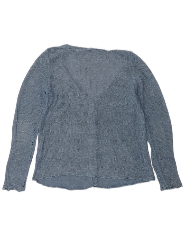 WHITE STUFF Maglione cardigan da donna UK 10 Piccolo lino blu