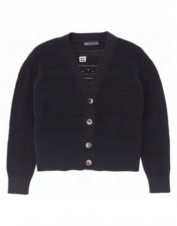 Maglione cardigan da donna Marks & Spencer UK 16 grande cotone blu navy