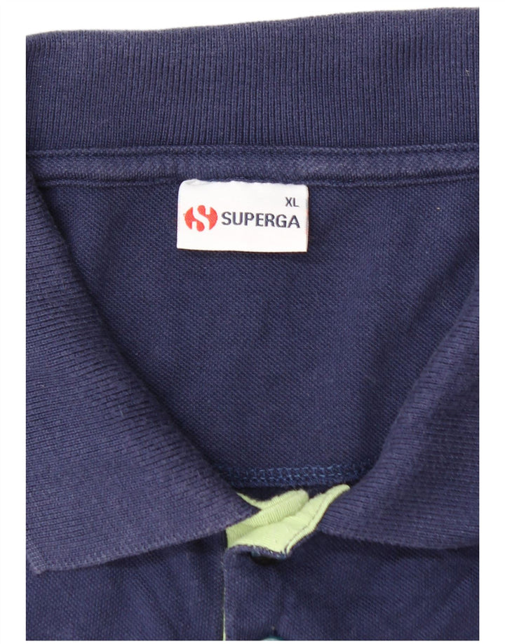 Polo SUPERGA da bambino 15-16 anni XL in cotone color block blu navy
