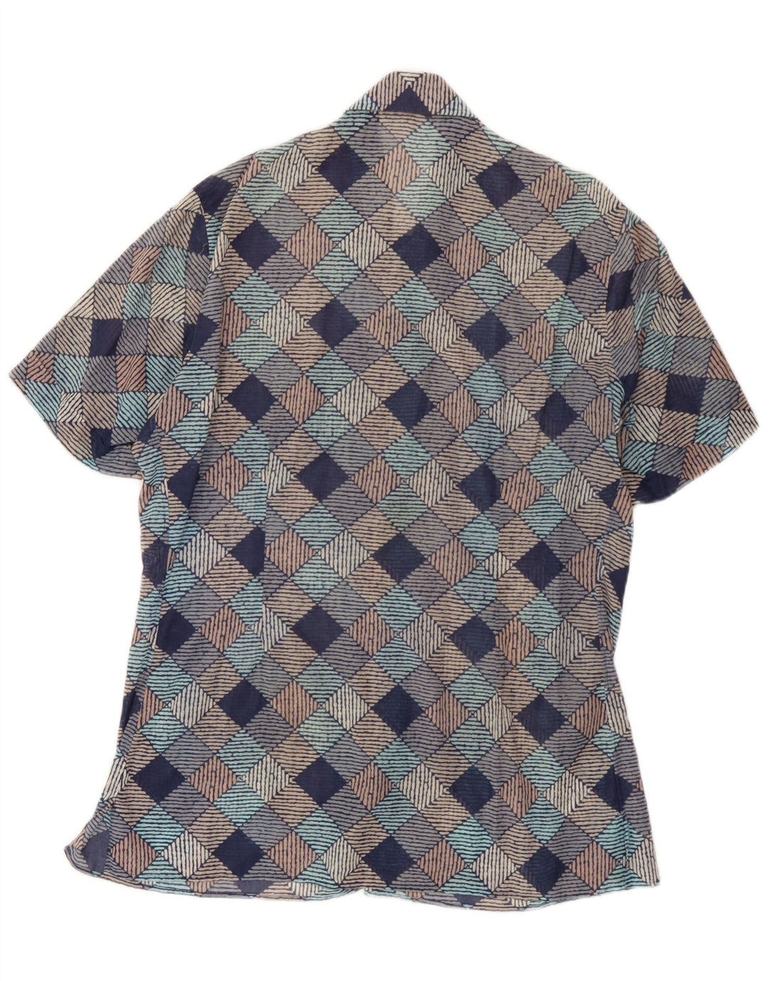 Camicia vintage da uomo a maniche corte XL multicolore geometrica