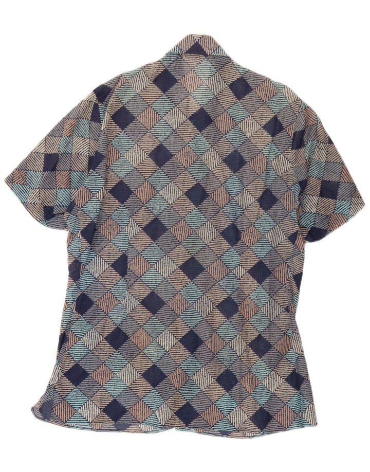 Camicia vintage da uomo a maniche corte XL multicolore geometrica