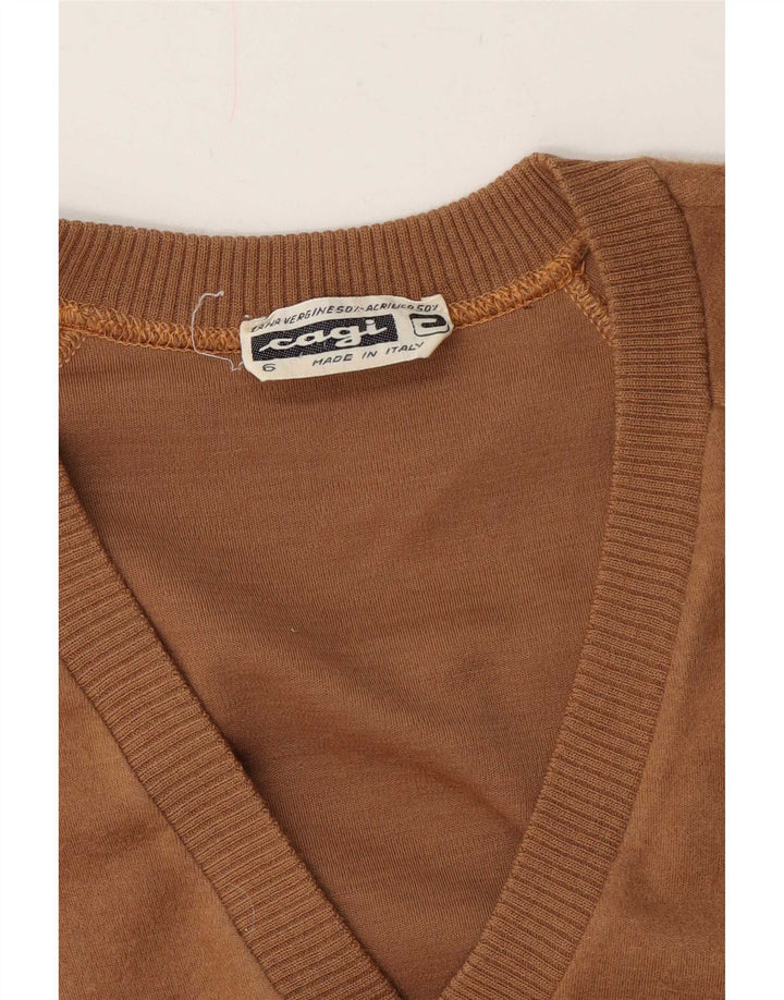 Maglione maglione con scollo a V da uomo Cagi beige medio