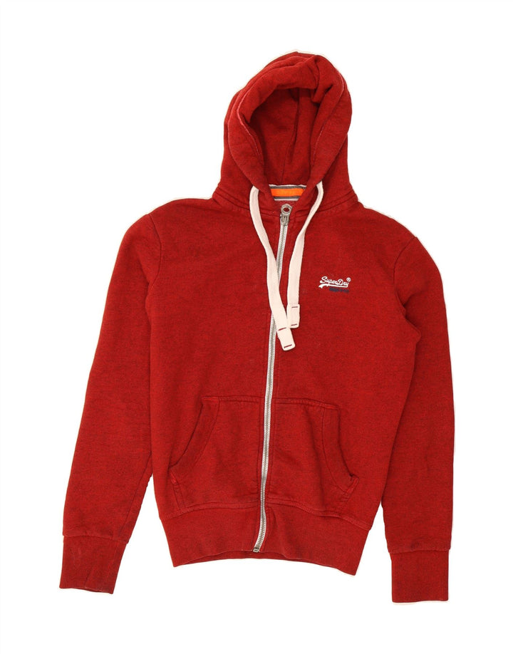 SUPERDRY Mens Zip Hoodie Sweater Small Red Cotton Vintage Superdry and Second-Hand Superdry from Messina Hembry 