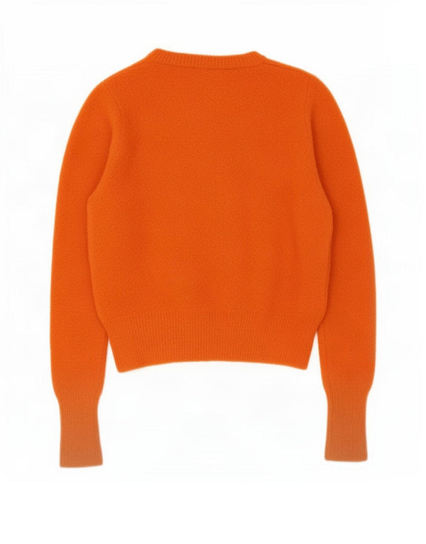 Maglione corto con scollo a barca da donna Zara UK 12 Nylon arancione medio