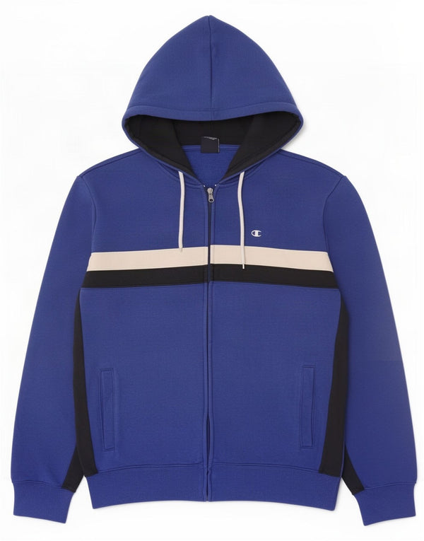 Champion Mens Zip Hoodie Sweater Large Blue Colourblock Cotton