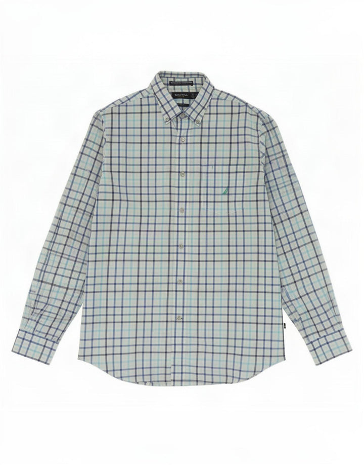 Camicia da uomo Nautica vestibilità classica in cotone a quadri blu medio