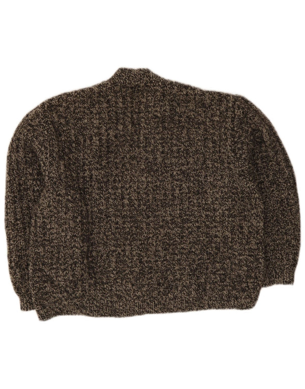 Maglione cardigan da donna vintage UK 16 grande grigio screziato