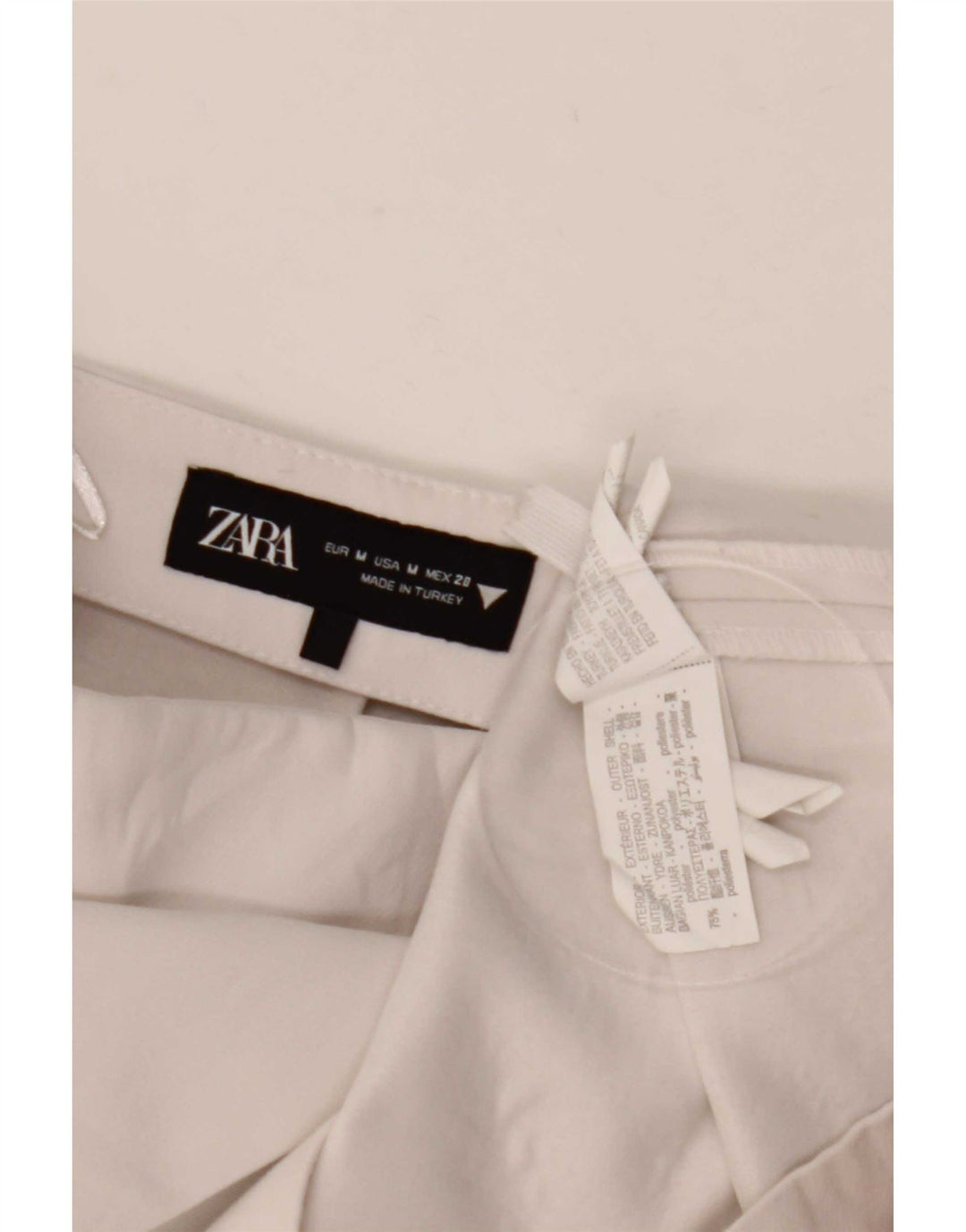 Pantaloncini casual a vita alta da donna Zara medi W28 poliestere bianco sporco