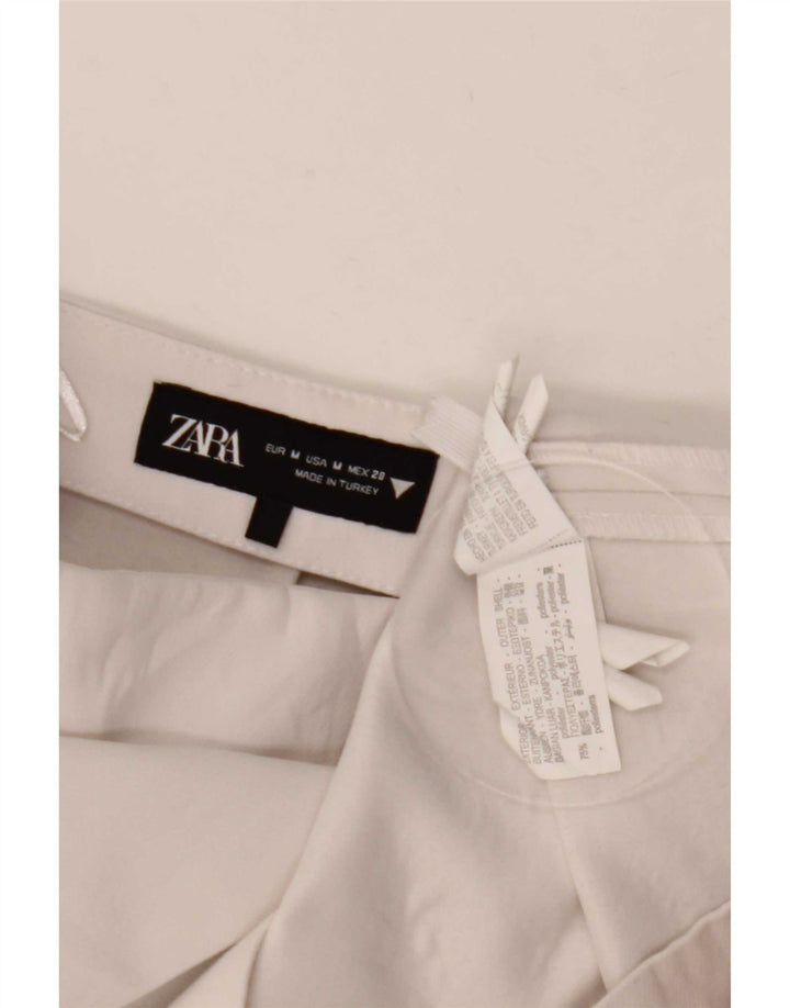 Pantaloncini casual a vita alta da donna Zara medi W28 poliestere bianco sporco