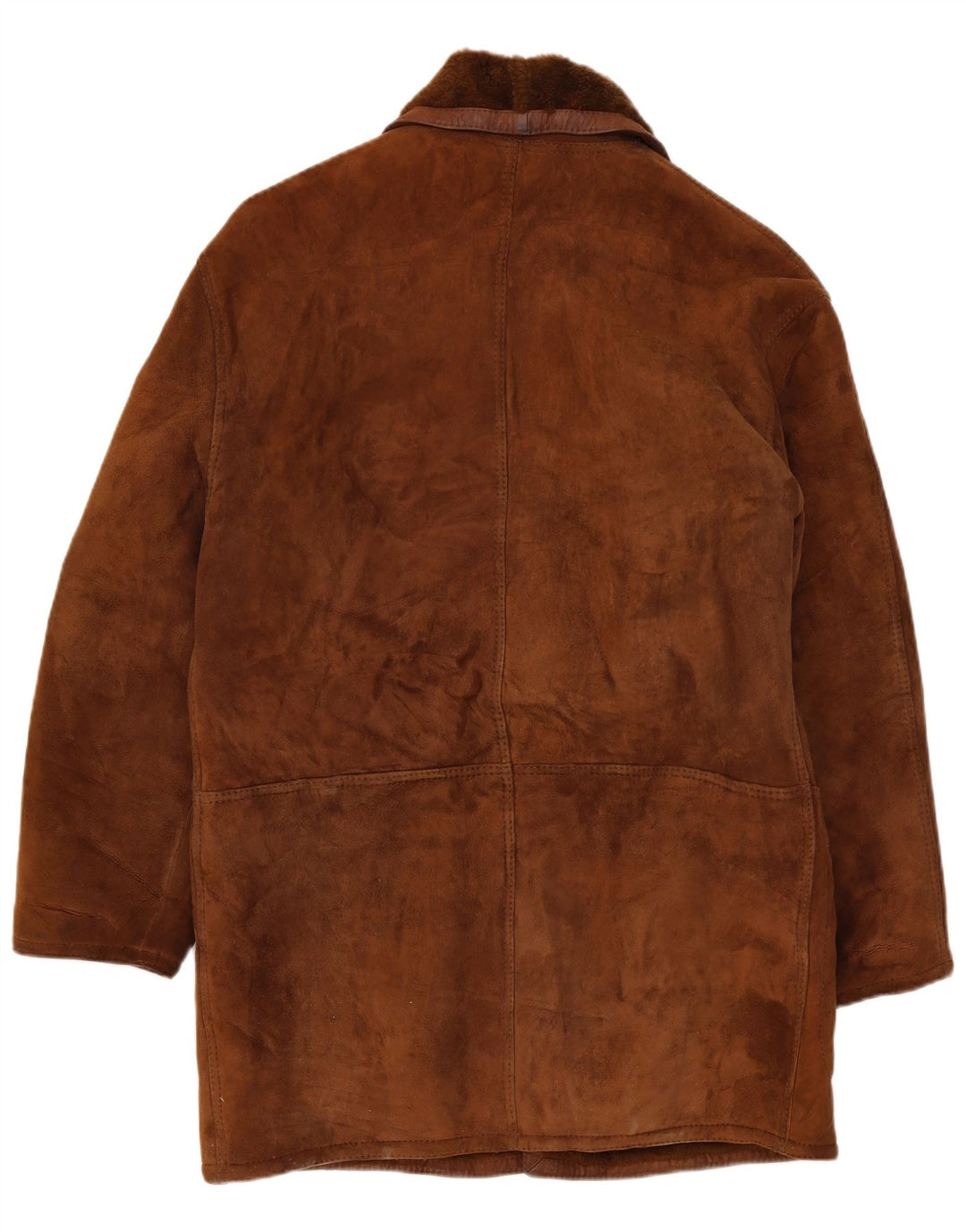 Cappotto vintage in shearling da uomo UK 40 grande marrone