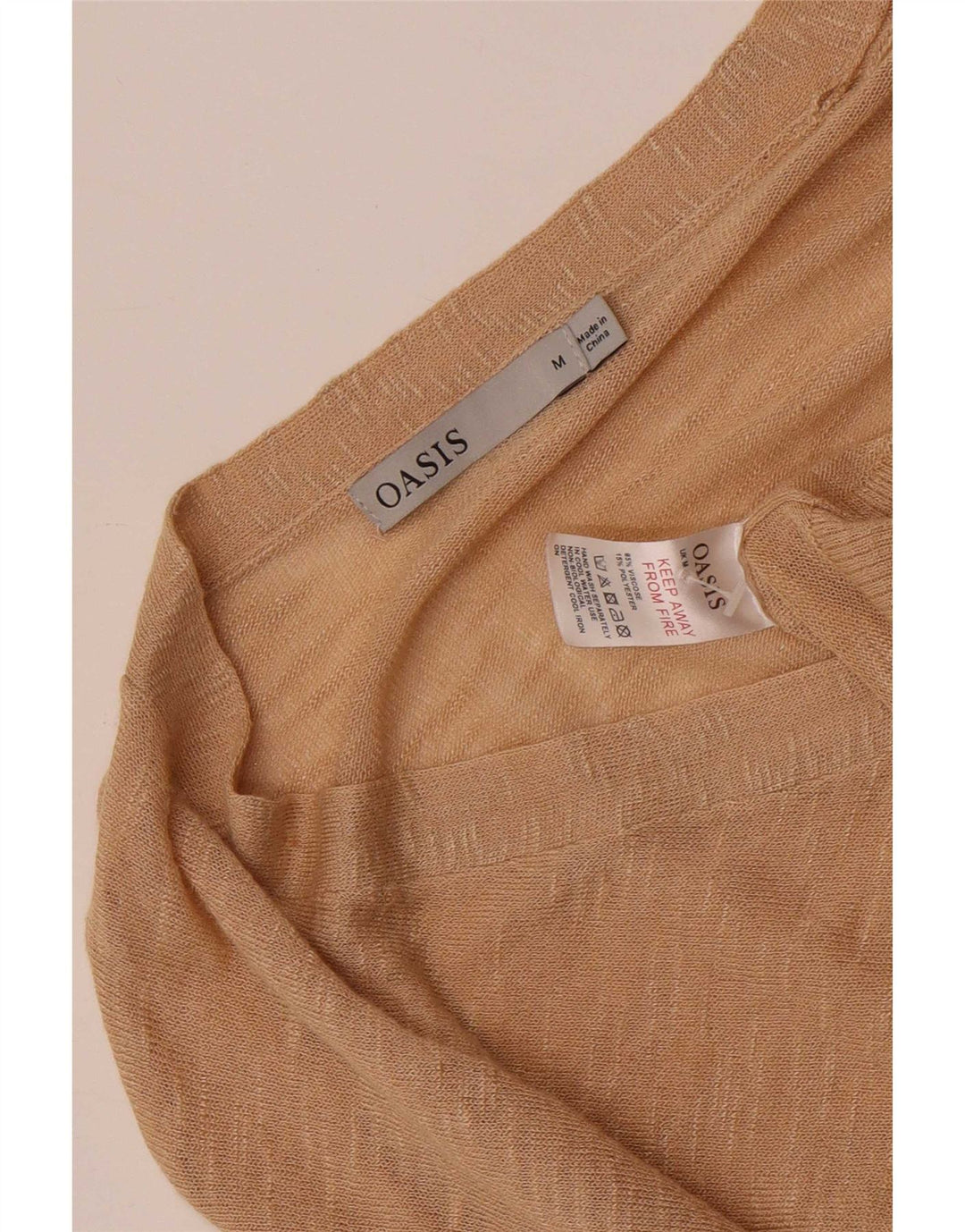 Maglione cardigan corto da donna Oasis UK 14 Viscosa screziata beige medio